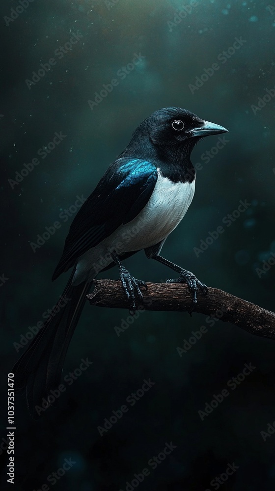 Fototapeta premium ¡Feliz año nuevo! ¡Celebrando el 2022 con una fotografía de aves en un entorno misterioso y elegante!
