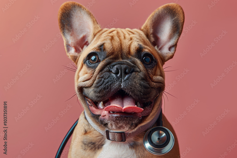 Dog and stethoscope isolated on black background. Little dog on reception at veterinary doctor. Generative AI Dog and stethoscope isolated on black background. Little dog on reception at veterinary doctor. Generative AI