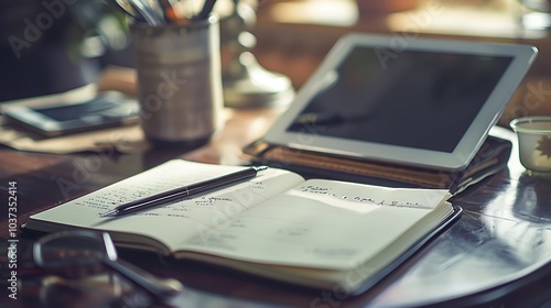 Wallpaper Mural A sketchbook next to a digital tablet with a stylus Torontodigital.ca