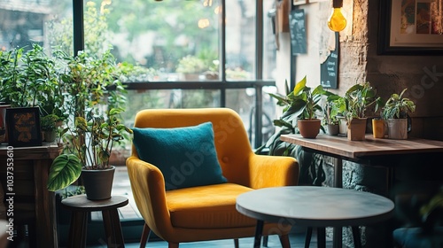 Cozy Indoor Space with Plants and Comfortable Seating