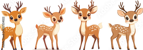 Set of a cute deers, vector illustration
