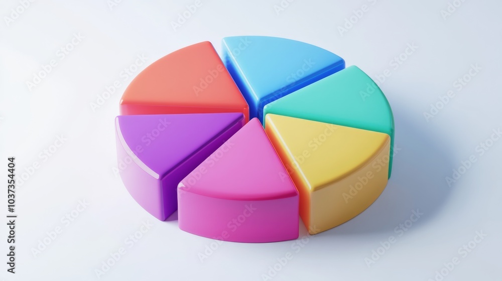 Obraz premium Colorful Pie Chart Segment Display on White Background