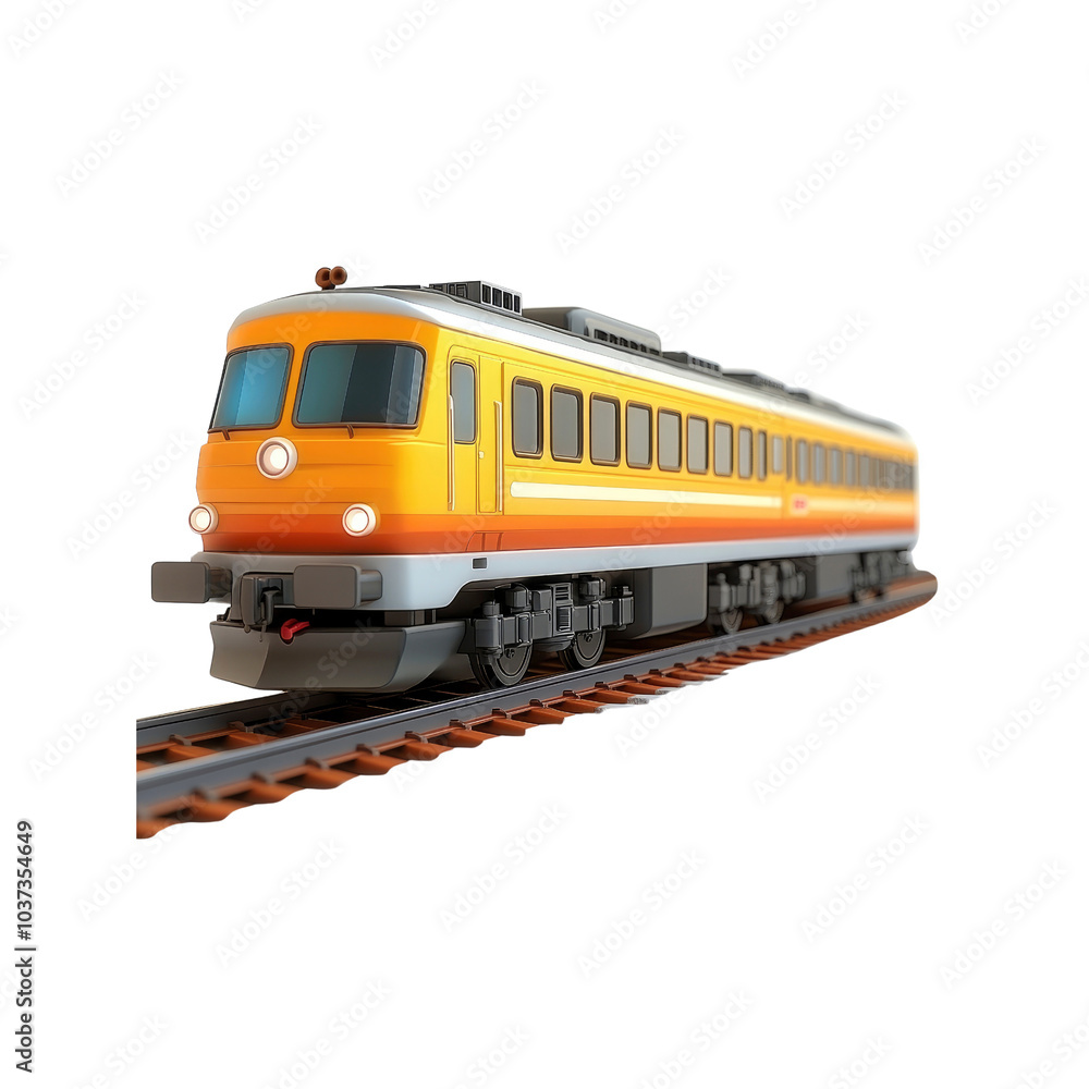 Yellow Passenger Train on Railway Tracks Yellow Passenger Train on Railway Tracks