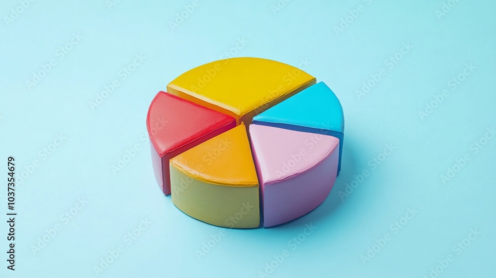 Obraz premium Colorful pie chart on blue background for education