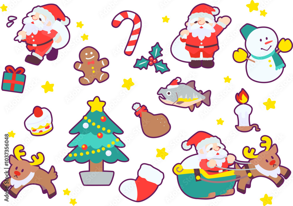 Fototapeta premium かわいいクリスマスイラストセット