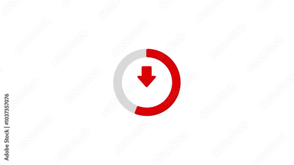 Animated download icon with circle on white background. Updated and loaded animation.Files download and upload icon. Animated download icon with circle on white background. Updated and loaded animation.Files download and upload icon.
