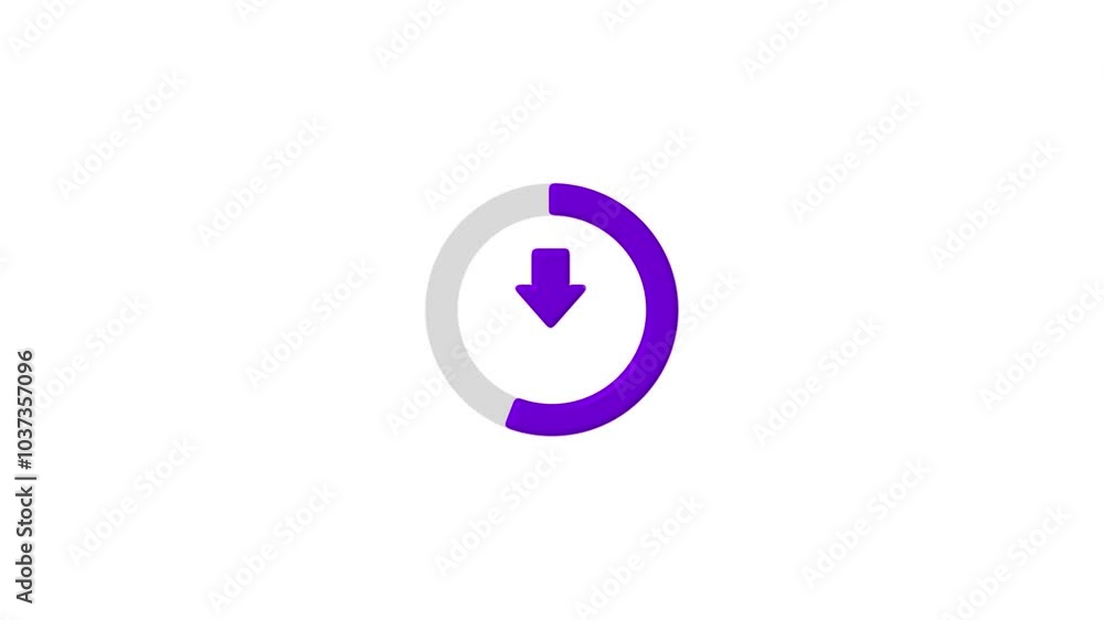 Animated download icon with circle on white background. Updated and loaded animation.Files download and upload icon. Animated download icon with circle on white background. Updated and loaded animation.Files download and upload icon.