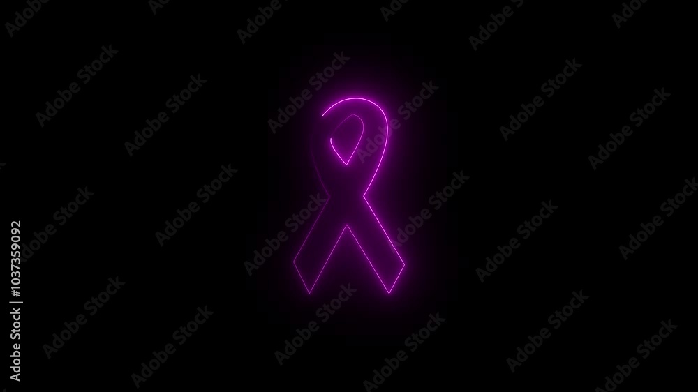 Glowing neon ribbon icon animation on black background. Animation of Vintage Glow Signboard Ribbon. 
