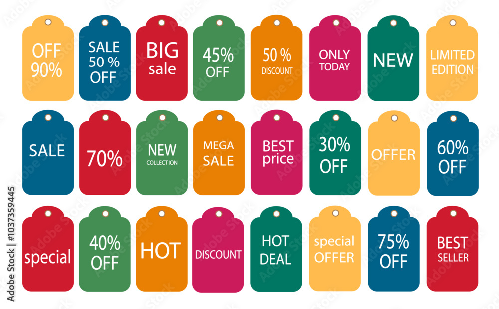 Price Tag Sticker Examples Set of stickers sale badge, price tag, trade labels. Special offer ...