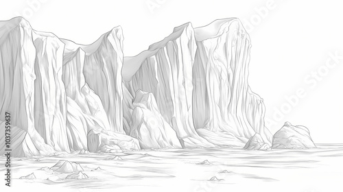 Hand drawn glacier illustration material. Frozen Glacier. Illustration