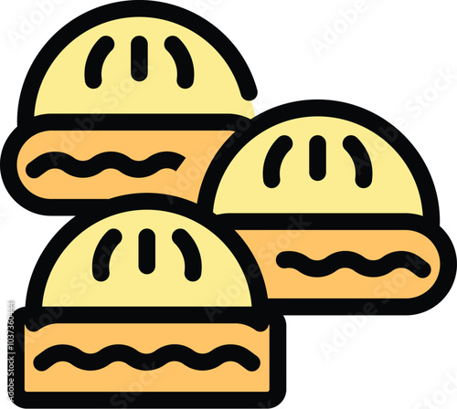 Vector illustration of three delicious empanadas, perfect for projects related to food, latin american cuisine, and more