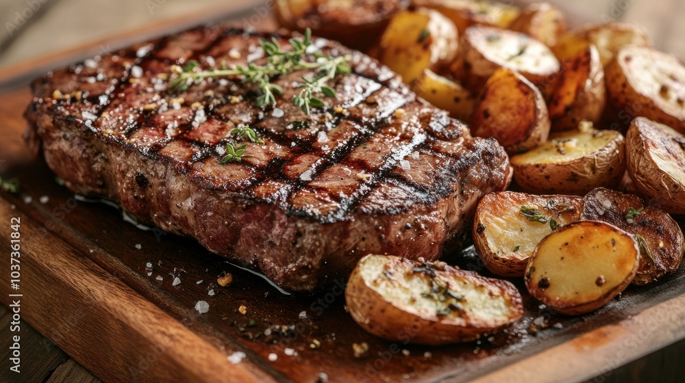 Grilled Steak with Potatoes Grilled Steak with Potatoes
