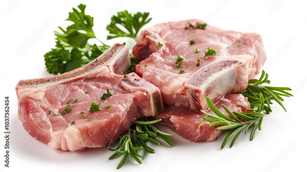 Pork chops isolated on a white background Pork chops isolated on a white background