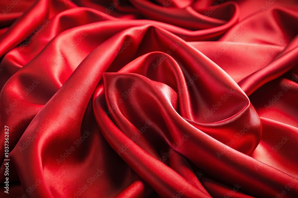Obraz premium Red Satin Fabric with Soft Folds - Luxurious Texture and Rich Color for Elegant Backgrounds and Fashion Photography