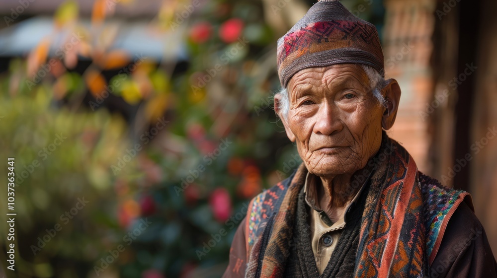 Portrait of an Elderly Man in Nepal Portrait of an Elderly Man in Nepal