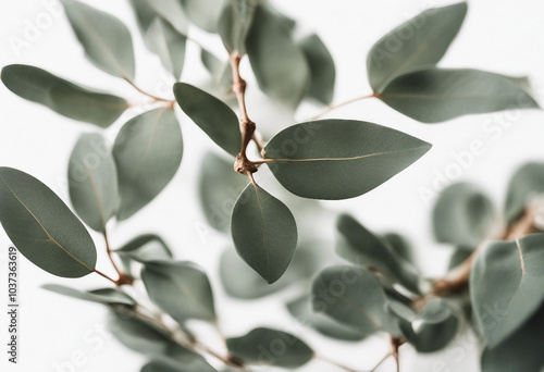 Beautiful eucalyptus branch isolated on white background photo