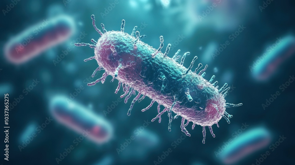 Microscopic view of bacteria showcasing structure and detail. Microscopic view of bacteria showcasing structure and detail.