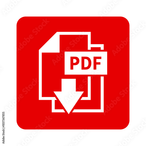 biała ikona pobierania plików PDF na czerwonym tle