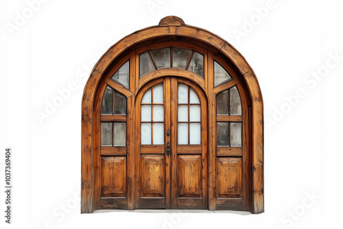 Antique arched doors isolated on a white background. photo