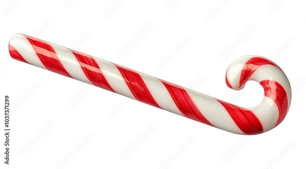 A red and white striped candy cane, a festive holiday treat. A red and white striped candy cane, a festive holiday treat.
