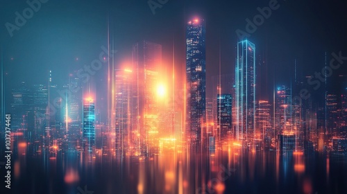 Vibrant Abstract Cityscape at Night