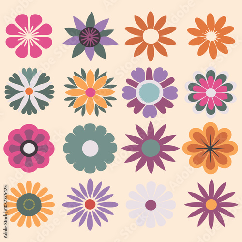 Set of colorful flowers. Abstract origami flowers icons. style for banners, wallpaper, posters, websites, .Vector illustration design and creative idea,eps 10.