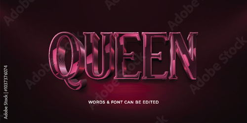 Editable shiny text effect. Queen glossy text effect