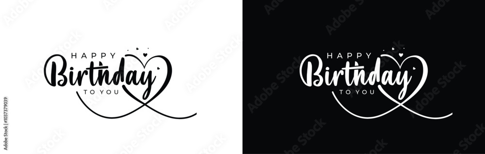 Happy birthday vector logo design, Handwritten Happy Birthday Love logo design, Love party vector logo Happy birthday vector logo design, Handwritten Happy Birthday Love logo design, Love party vector logo