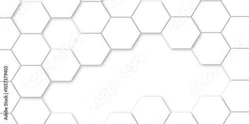 Minimal vector white hexagon honeycomb texture. Hexagonal shape structure light seamless geometric background. Surface polygon pattern with glowing hexagon paper texture and futuristic .