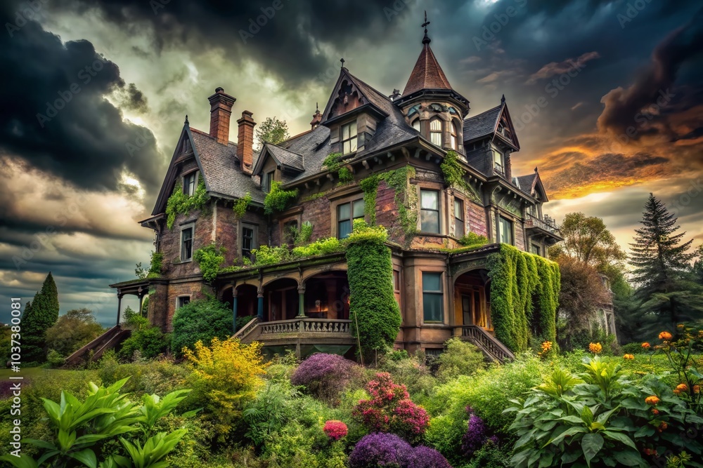 Sinister Victorian Mansion in Decline - Haunting Architecture and Eerie Atmosphere Sinister Victorian Mansion in Decline - Haunting Architecture and Eerie Atmosphere