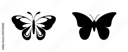 Butterfly Silhouette set vector art illustration photo