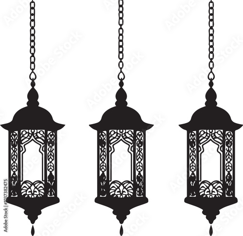 Ramadan lantern illustration, Vector illustrations for the Muslim holiday Ramadan Kareem