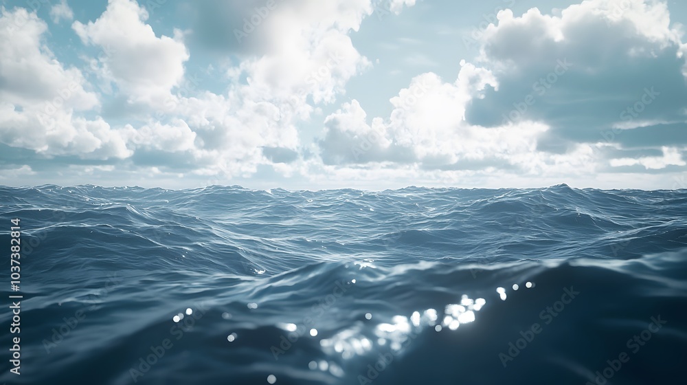Endless Horizon: A panoramic view of a salt sea stretching to the distant horizon. The water meets the sky in a seamless blend of blues. Endless Horizon: A panoramic view of a salt sea stretching to the distant horizon. The water meets the sky in a seamless blend of blues.