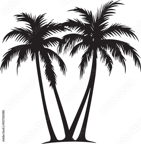 Palm tree silhouette vector clipart, coconut tree silhouette isolated on a white background.