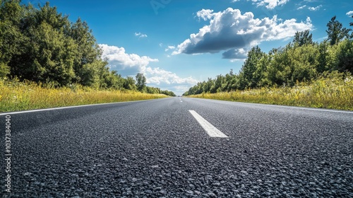 A summer highway with clear skies and the sun shining down on the asphalt. for product display concept of car sale