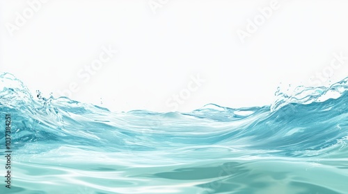 Light blue water with a white background and a gradient light green color, clean and pure nature concept, fresh background