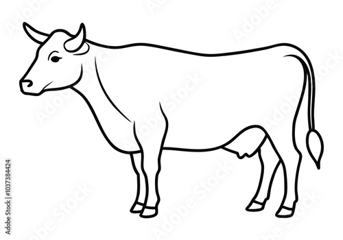 Continuous Line Drawing of a Standing Cow – Minimalist Animal Vector Art