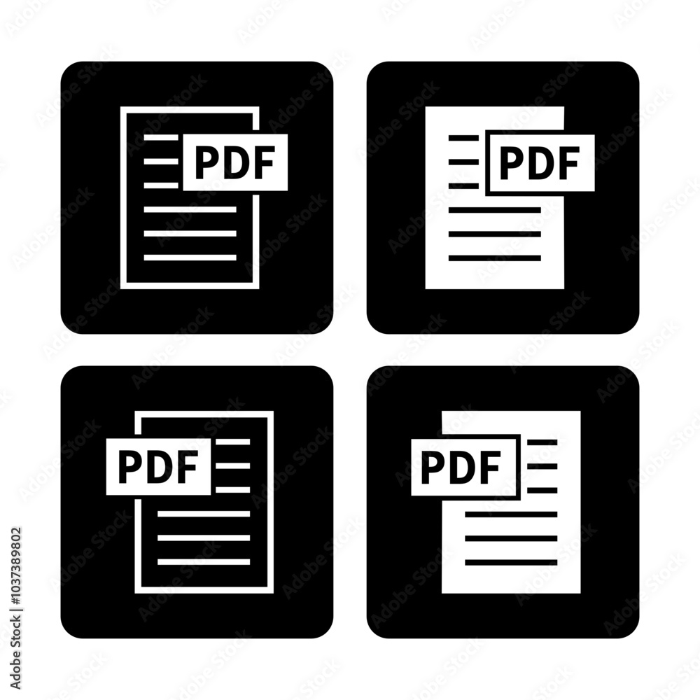 biała ikona pliku PDF na czarnym tle biała ikona pliku PDF na czarnym tle