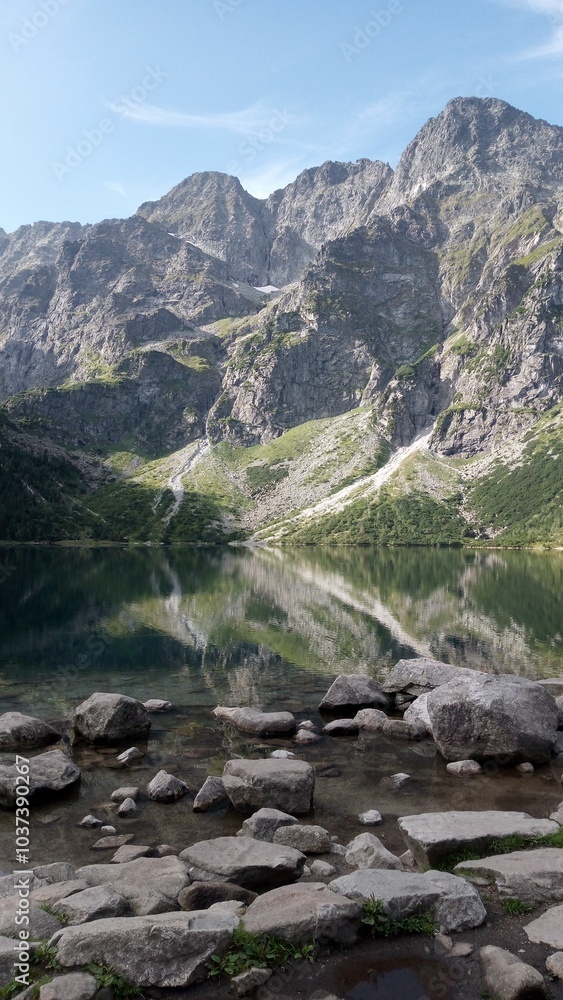 Naklejka premium Morskie Oko, Zakopane, Poland Summer time , lakes , mountain 