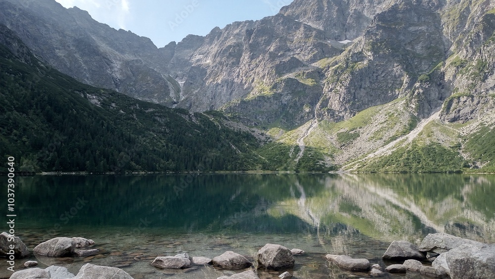 Naklejka premium Morskie Oko, Zakopane, Poland Summer time , lakes , mountain 