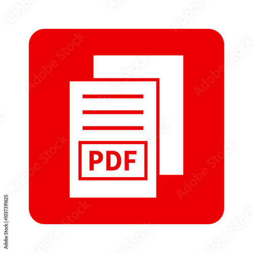 biała ikona pliku PDF na czerwonym tle