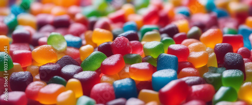 Bright colorful sweets Gummy candy texture background jelly candies close-up selective focus copy sp