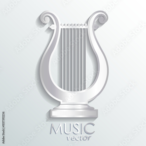 silver lyre music theme icon illustration