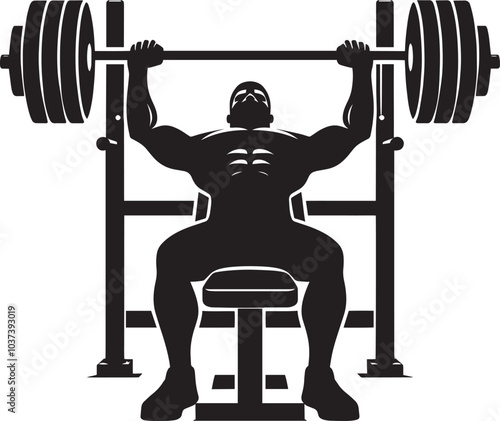 Bench press Gym exercise Silhouette illustration isolated on a white background photo