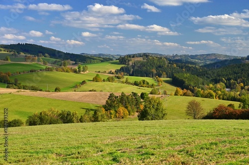 Beautiful autumn landscape with colorful nature in the Czech Republic in autumn time.