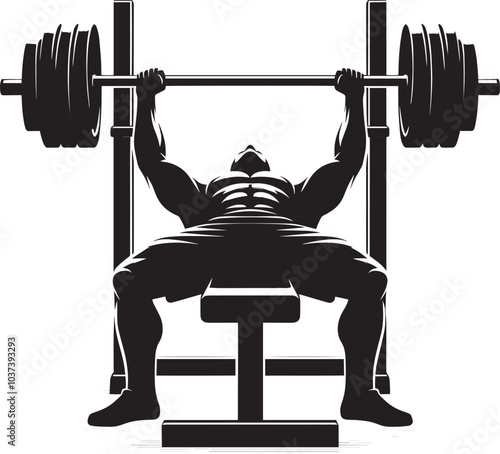 Bench press Gym exercise Silhouette illustration isolated on a white background