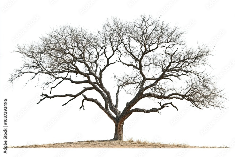 Photograph of an old, dead tree with branches, isolated on a white background. Photograph of an old, dead tree with branches, isolated on a white background.