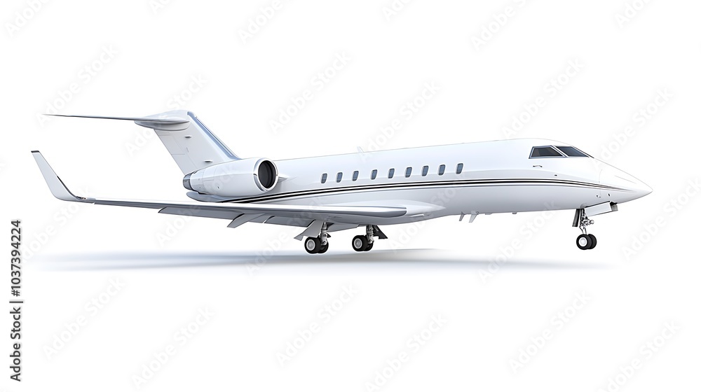 Jet airplane soaring through the air, isolated on a white background with subtle shadows for realism Jet airplane soaring through the air, isolated on a white background with subtle shadows for realism