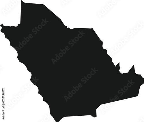 Saudi arabia map silhouette icon vector art illustration