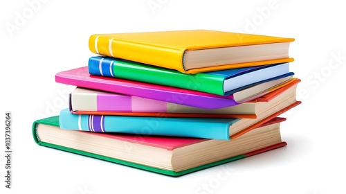 Obraz na płótnie A stack of children's books with bright covers on a simple white background w salonie